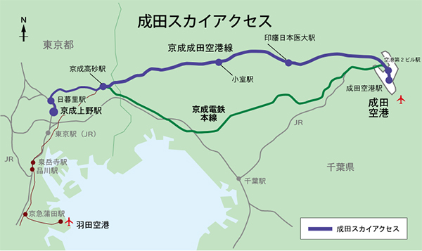成田機場交通路線圖 含JR路線與京成電鐵