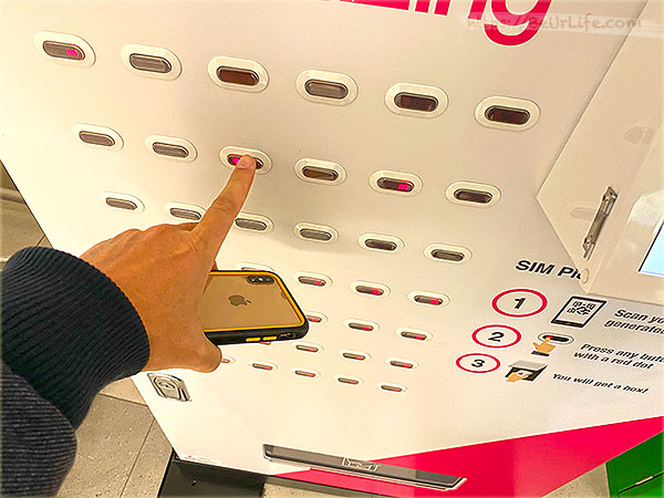 WAmazing 日本網卡自助領取機場操作流程：點選機場上的紅點