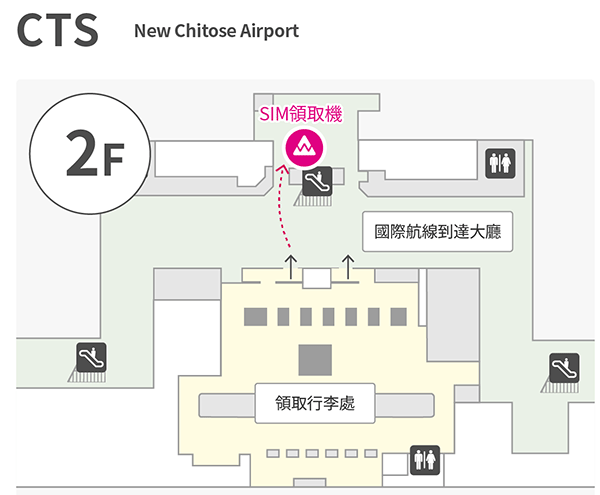 WAmazing 日本免費網卡領取地點(新千歲機場位置圖)