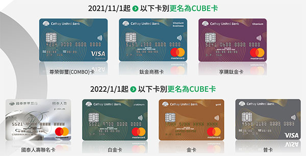 國泰世華銀行會納入CUBE卡的信用卡列表